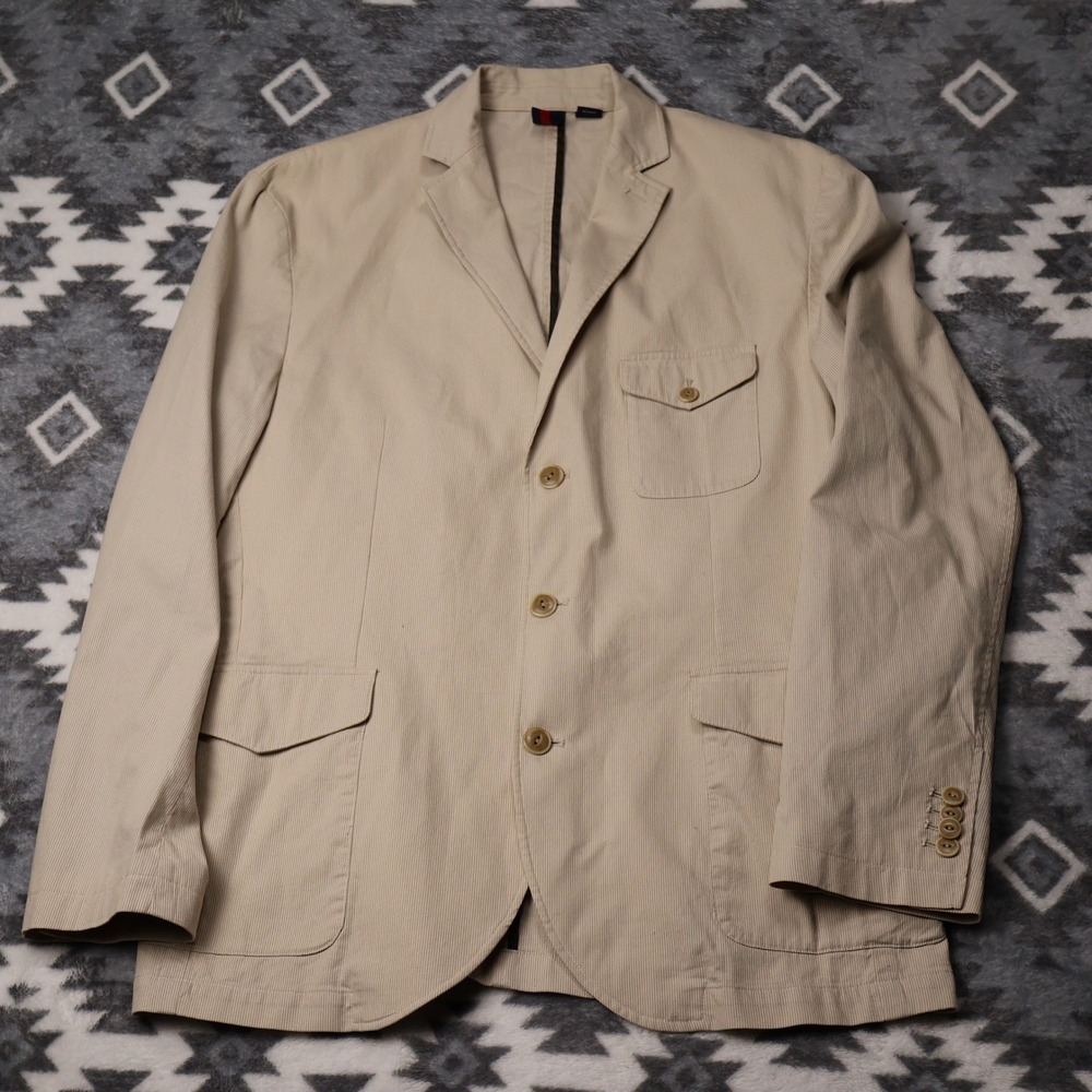 Cremieux Mens Khaki Corduroy Sport Coat Blazer Tan 3 Button Jacket Large RN58909